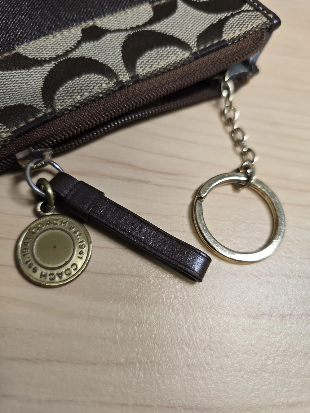COACH Card Holder Wallet Keyring Legacy Lining